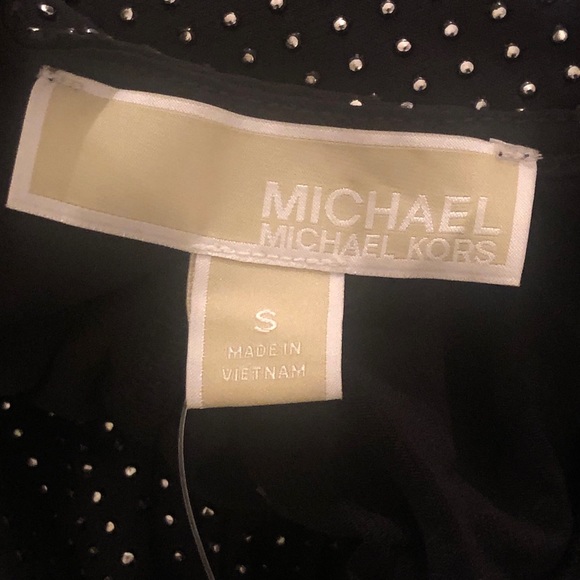 NWT Michael Kors (Black & Silver) Metallic Dot Short-Sleeve Dress - Small - Picture 10 of 11